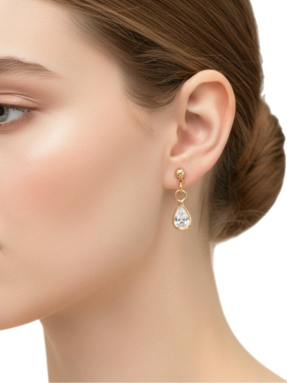 Gold & Gemstone Tear Drop Earrings Boxed Gift Set New In Box